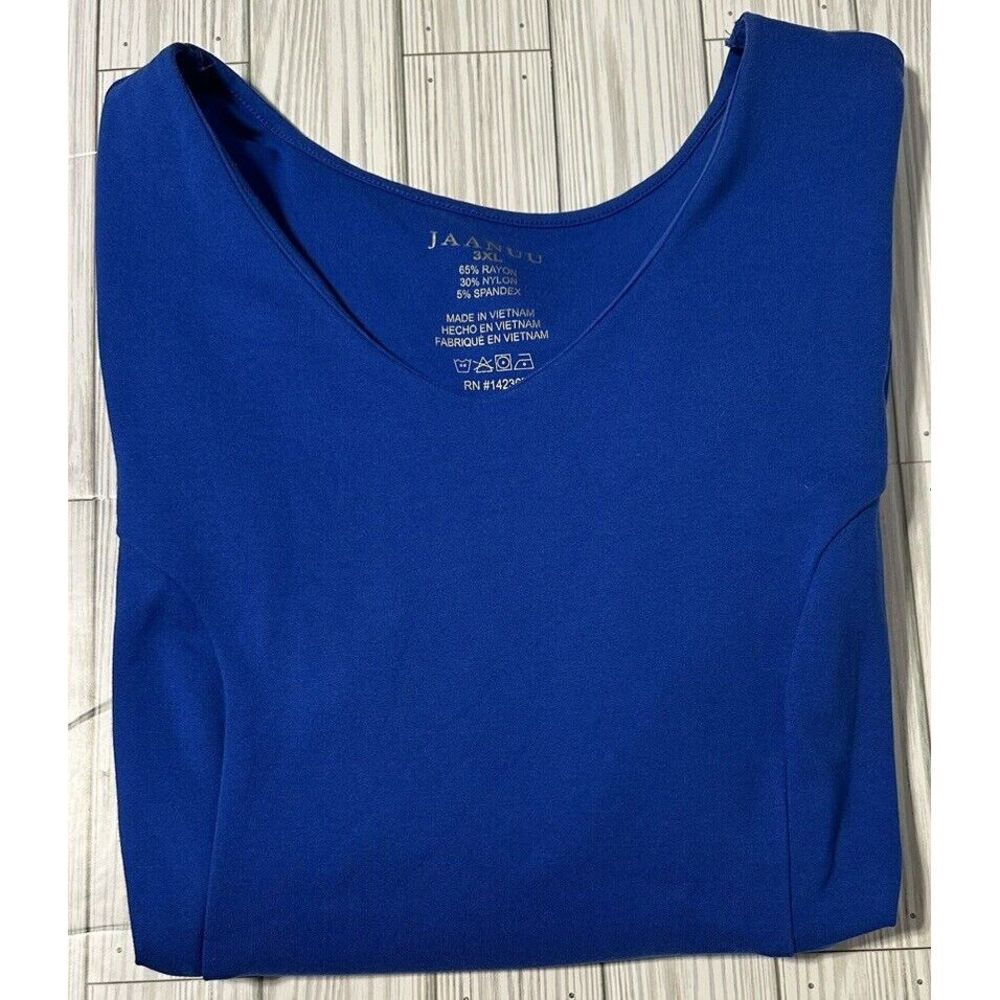 Women's Jaanuu Scrub Top 3XL Royal Blue J96133C Metal Zipper Detail